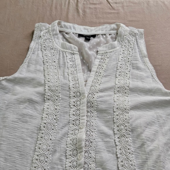 White Lace Coquette Tunic Tank Size L Fairy‎ Romantic Dainty Feminine - Picture 8 of 9